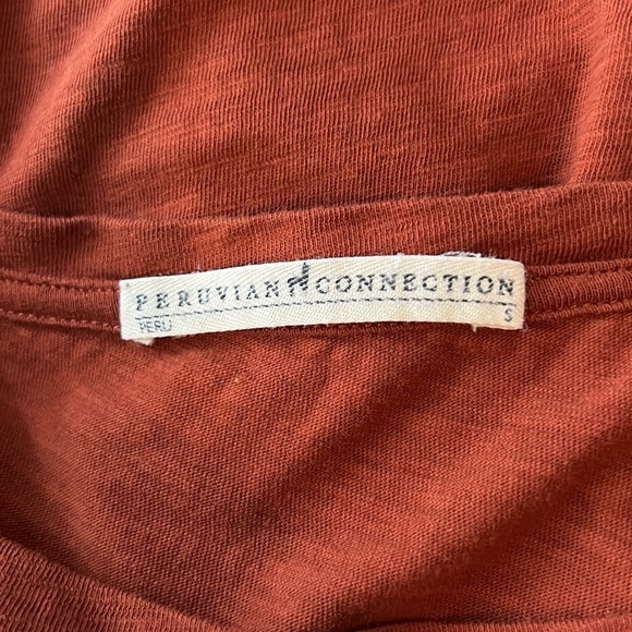 Peruvian Connection women’s Rust brown Lilian top ruffle sleeve size Small - Picture 7 of 8